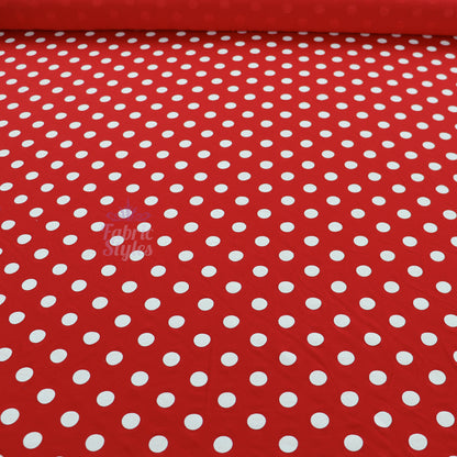 14mm Red Polka Dot Viscose Elastane Fabric
