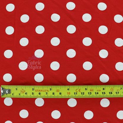 14mm Red Polka Dot Viscose Elastane Fabric