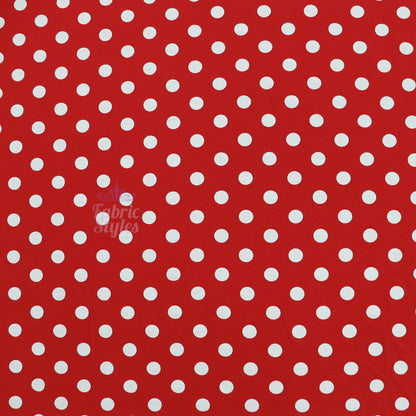 14mm Red Polka Dot Viscose Elastane Fabric