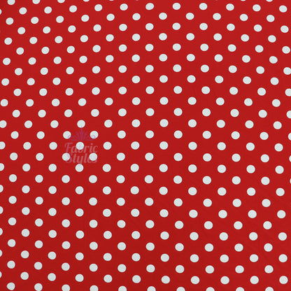 14mm Red Polka Dot Viscose Elastane Fabric