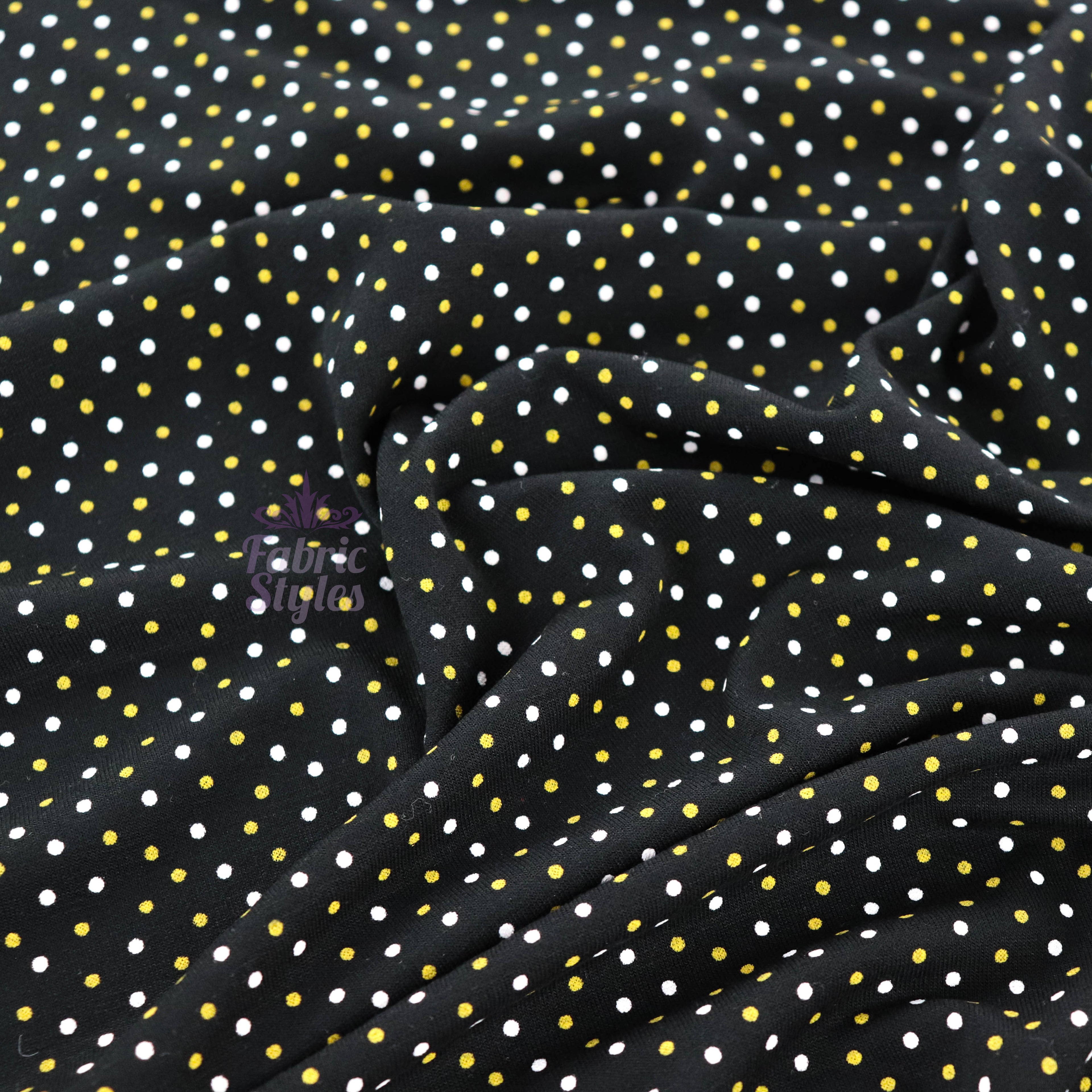 2mm White Gold Polka Dot Viscose Elastane Fabric