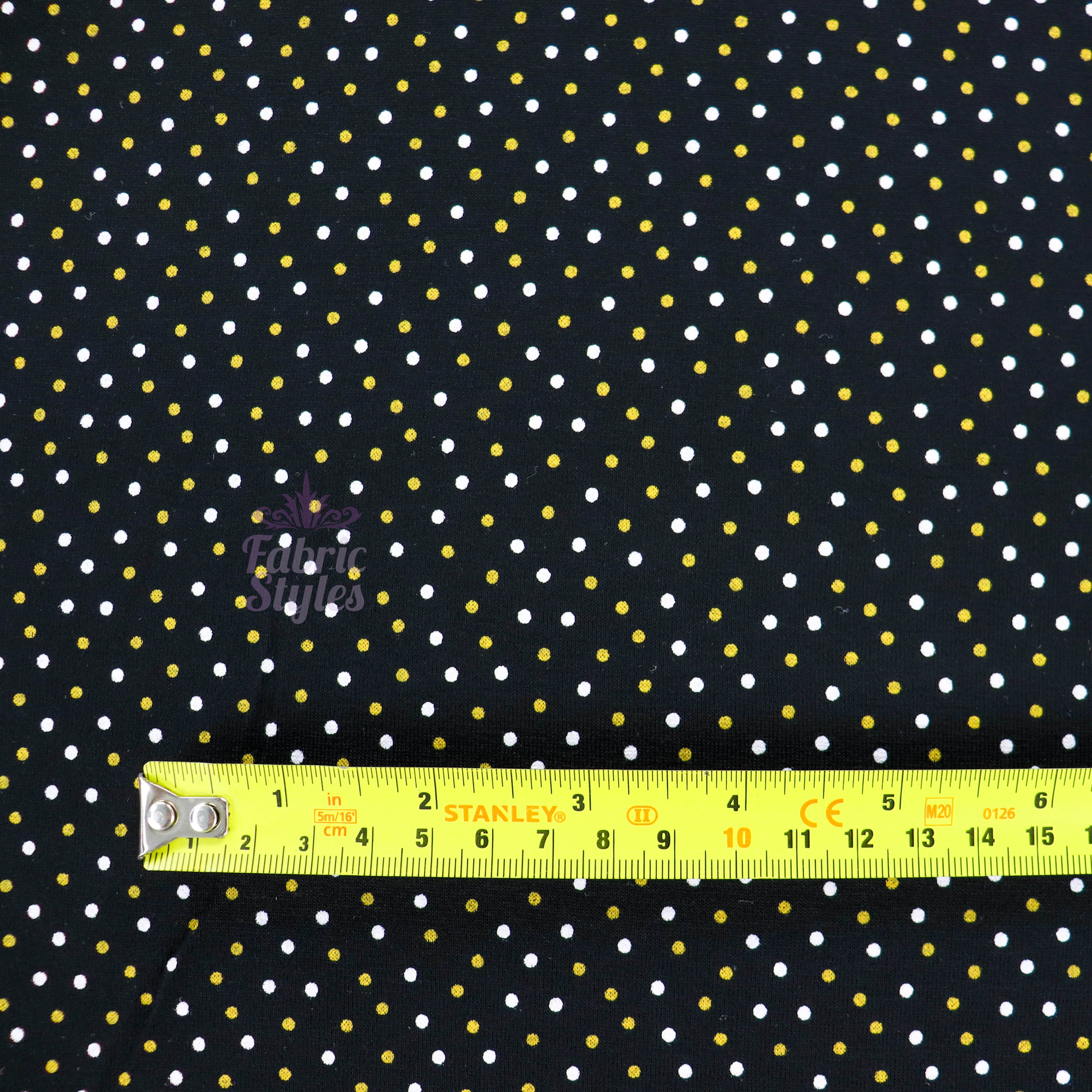 2mm White Gold Polka Dot Viscose Elastane Fabric