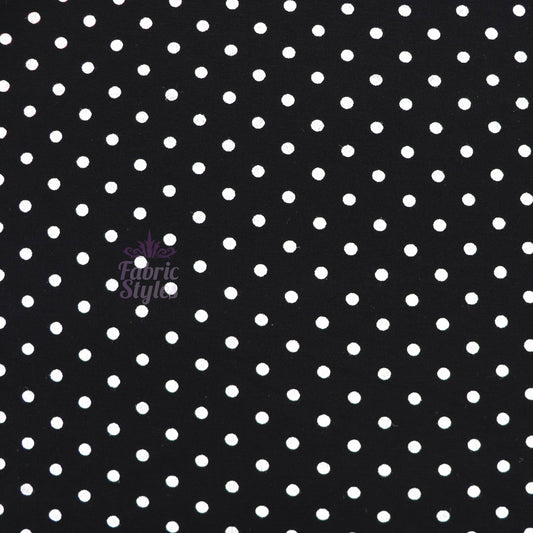 5mm Black White Polka Dot Viscose Elastane Fabric