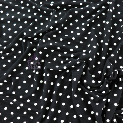 5mm Black White Polka Dot Viscose Elastane Fabric