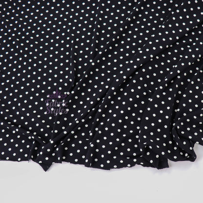 5mm Black White Polka Dot Viscose Elastane Fabric