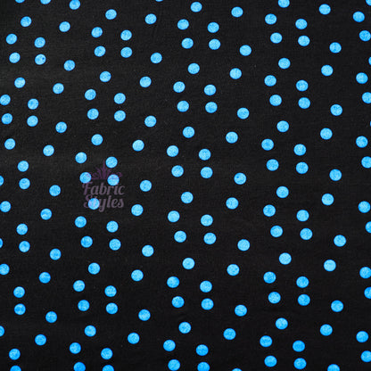 10mm Royal Blue Polka Dot Viscose Elastane Fabric