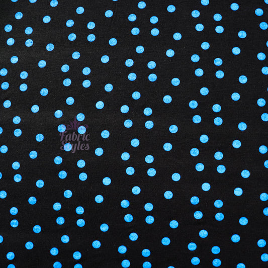 10mm Royal Blue Polka Dot Viscose Elastane Fabric