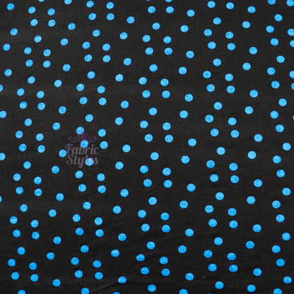 10mm Royal Blue Polka Dot Viscose Elastane Fabric