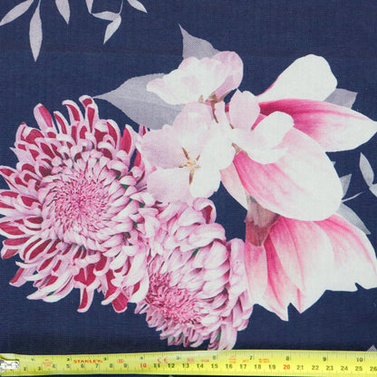 Navy Floral Power Mesh