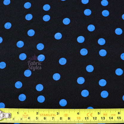 10mm Royal Blue Polka Dot Viscose Elastane Fabric