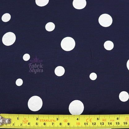 19mm 10mm Mixed Polka Dot Navy Viscose Elastane Fabric