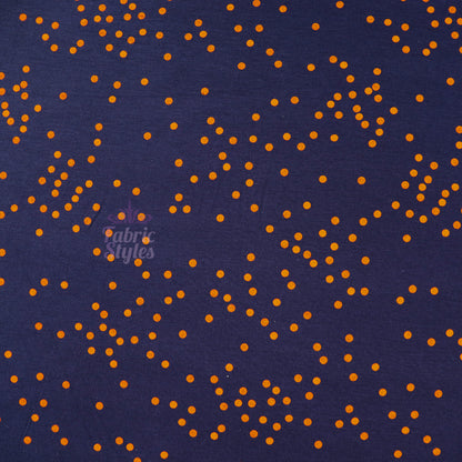 5mm Orange Polka Dot Navy Viscose Elastane Fabric