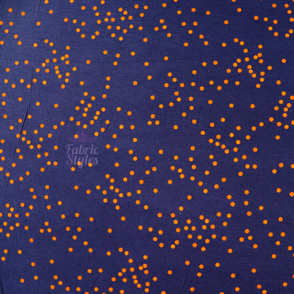 5mm Orange Polka Dot Navy Viscose Elastane Fabric