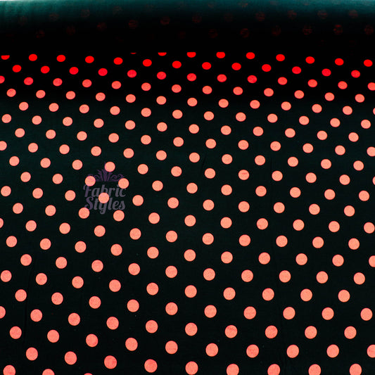 13mm Red Polka Dot Black Viscose Elastane Fabric