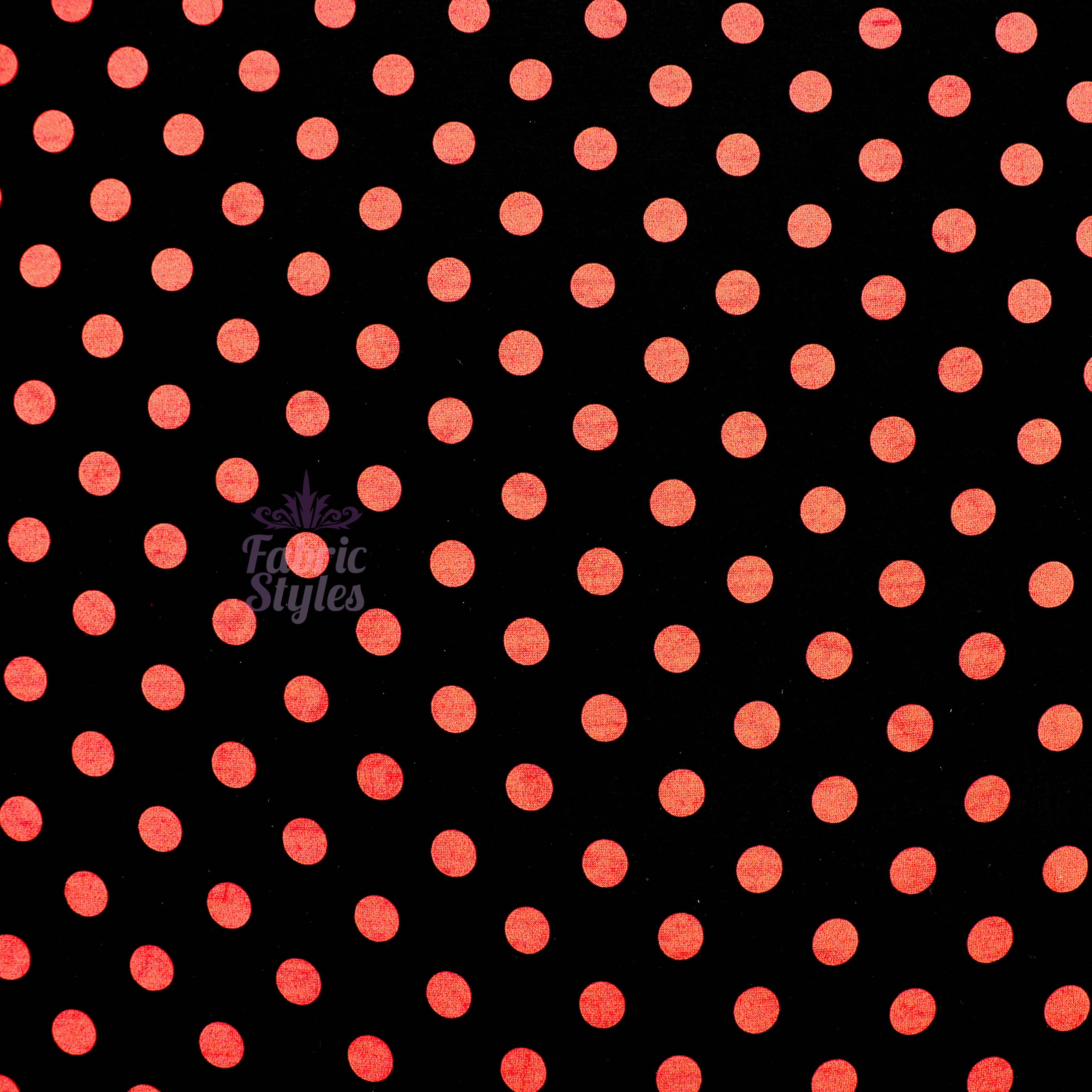 13mm Red Polka Dot Black Viscose Elastane Fabric