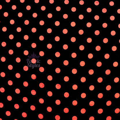 13mm Red Polka Dot Black Viscose Elastane Fabric