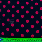 13mm Red Polka Dot Black Viscose Elastane Fabric
