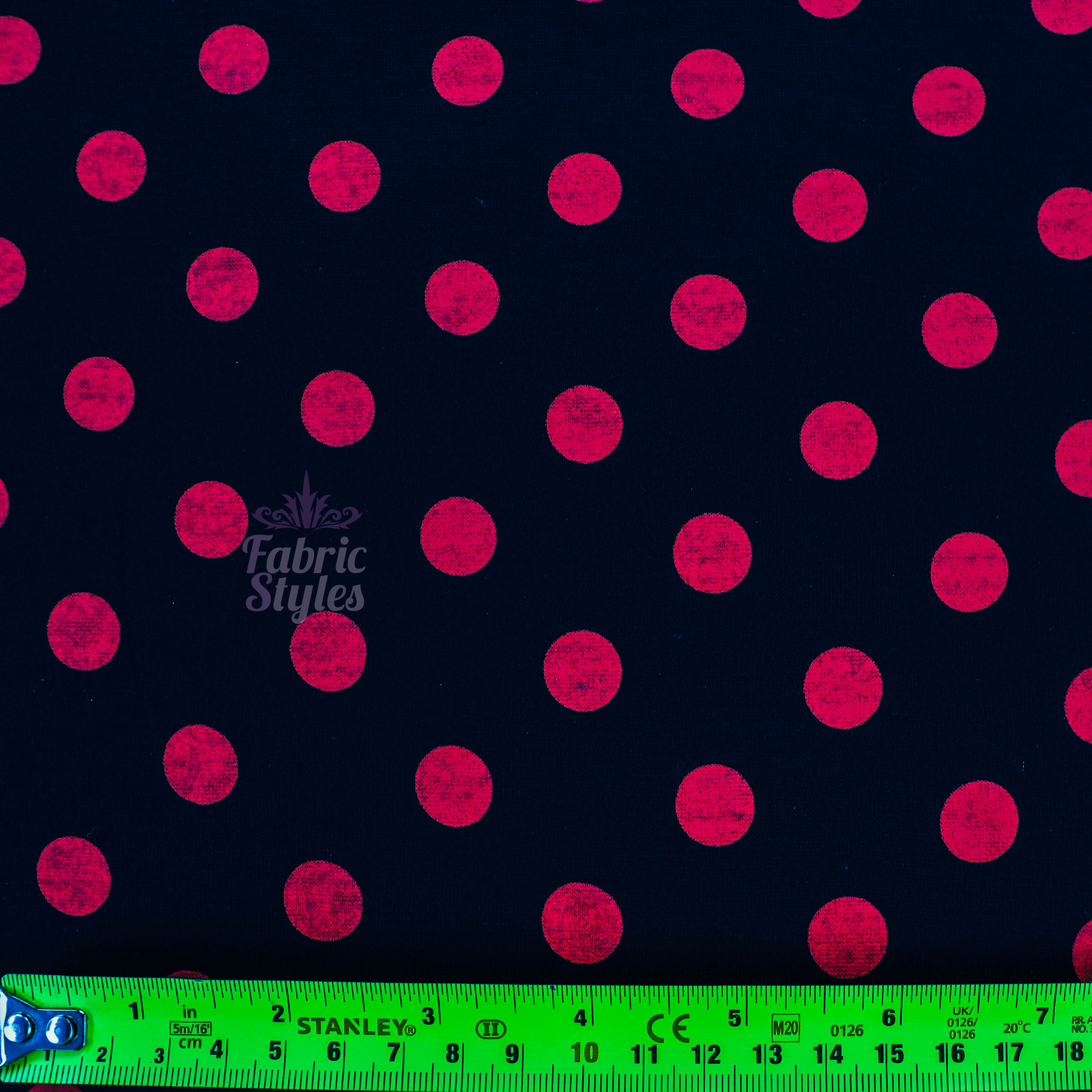13mm Red Polka Dot Black Viscose Elastane Fabric