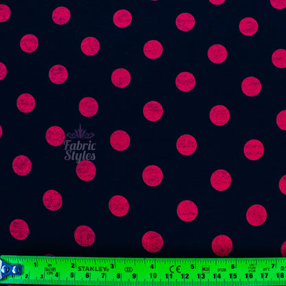 13mm Red Polka Dot Black Viscose Elastane Fabric