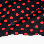 13mm Red Polka Dot Black Viscose Elastane Fabric