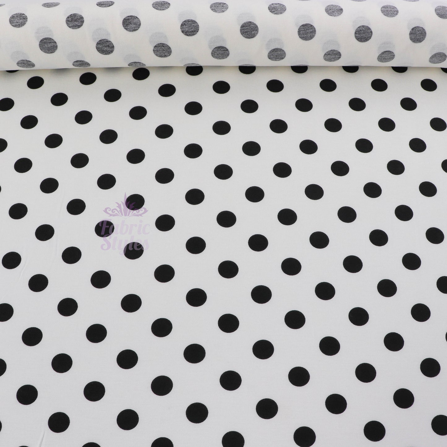 18mm White and Black Polka Dot Viscose Elastane