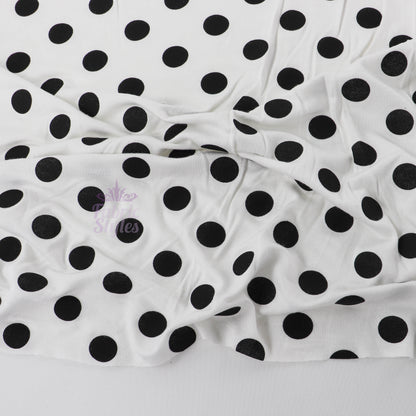 18mm White and Black Polka Dot Viscose Elastane
