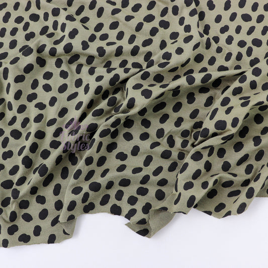 Khaki Black Spots Viscose Elastane