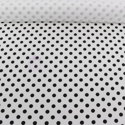 10mm Black White Polka Dot Scuba Crepe Fabric
