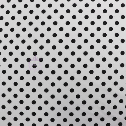 10mm Black White Polka Dot Scuba Crepe Fabric