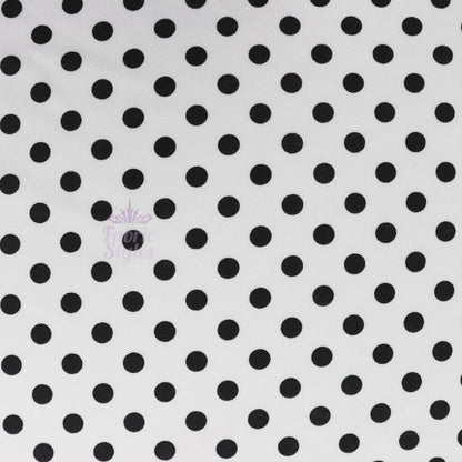 10mm Black White Polka Dot Scuba Crepe Fabric