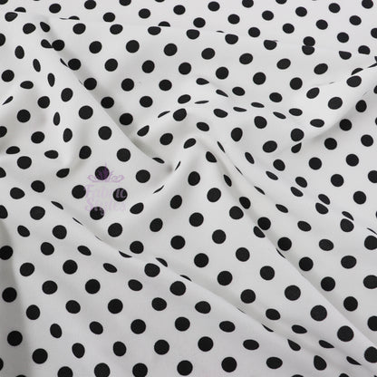 10mm Black White Polka Dot Scuba Crepe Fabric