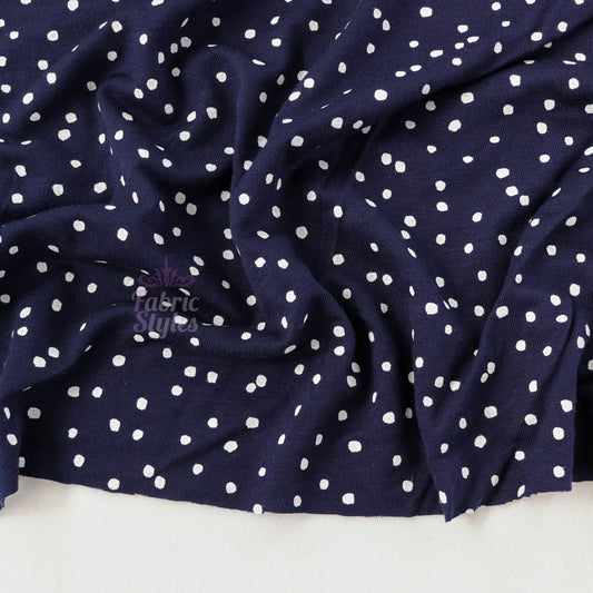 3mm Navy Polka Viscose Elastane