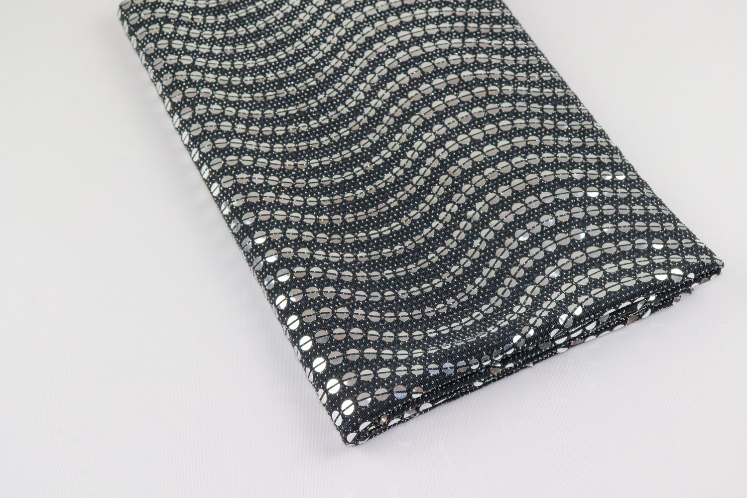Shiny Silver Sequins Lurex Nylon Stretch Party Dress Fabric