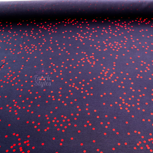 5mm Red and Navy Polka Dot Viscose Elastane