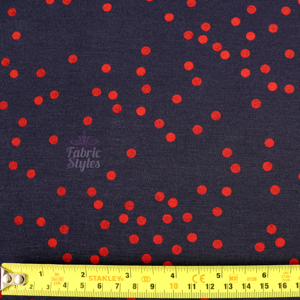 5mm Red and Navy Polka Dot Viscose Elastane