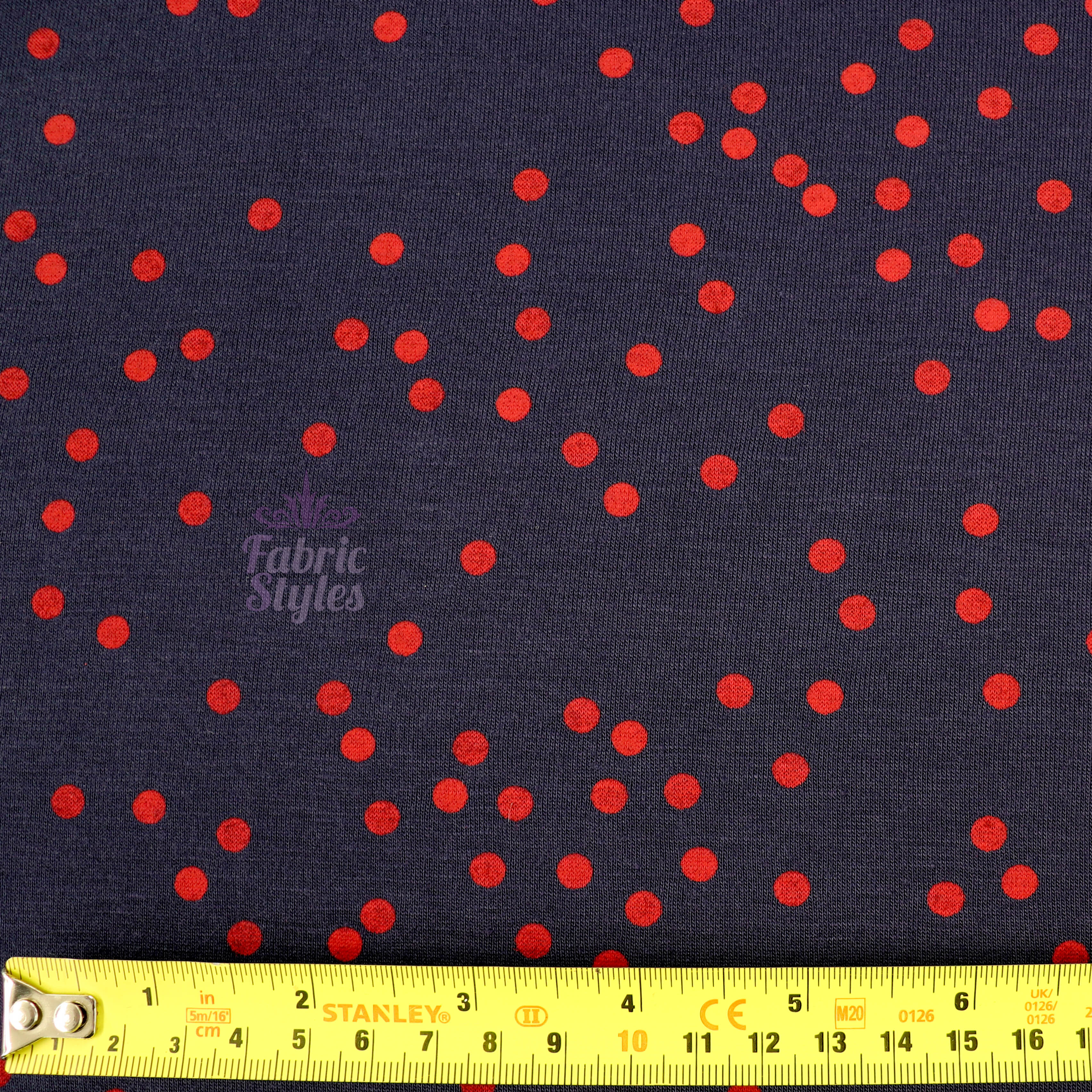 5mm Red and Navy Polka Dot Viscose Elastane