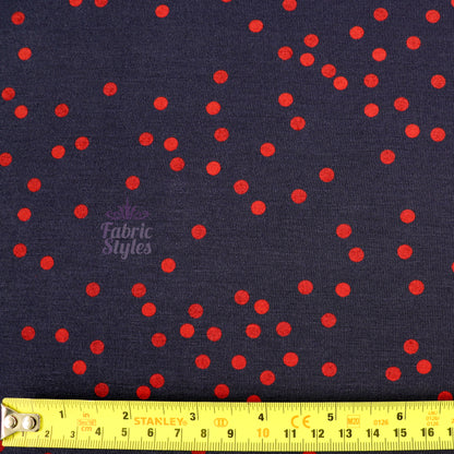 5mm Red and Navy Polka Dot Viscose Elastane