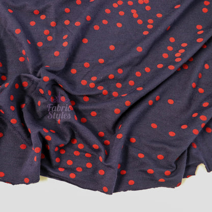 5mm Red and Navy Polka Dot Viscose Elastane