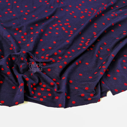 5mm Red and Navy Polka Dot Viscose Elastane