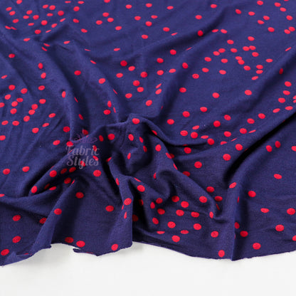 5mm Red and Navy Polka Dot Viscose Elastane