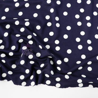 9mm Navy Polka Dot Viscose Elastane
