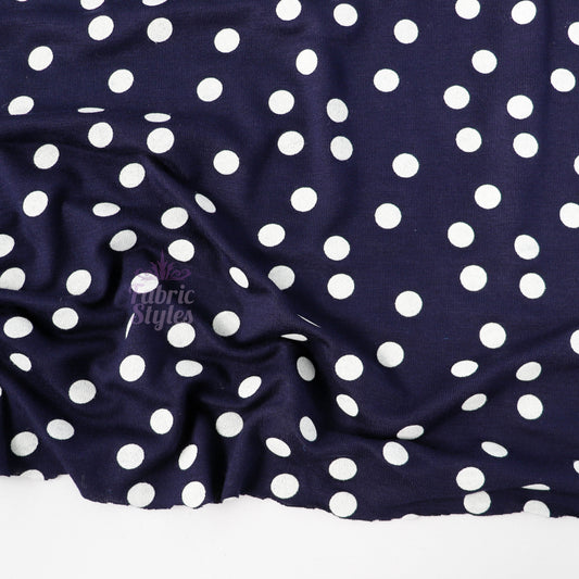 9mm Navy Polka Dot Viscose Elastane