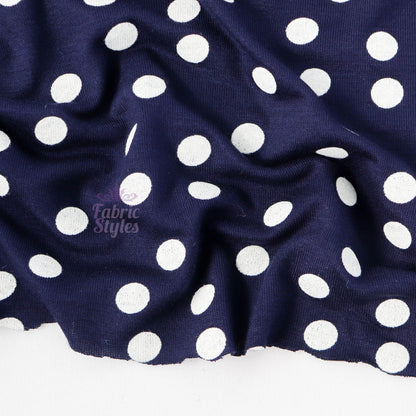 9mm Navy Polka Dot Viscose Elastane