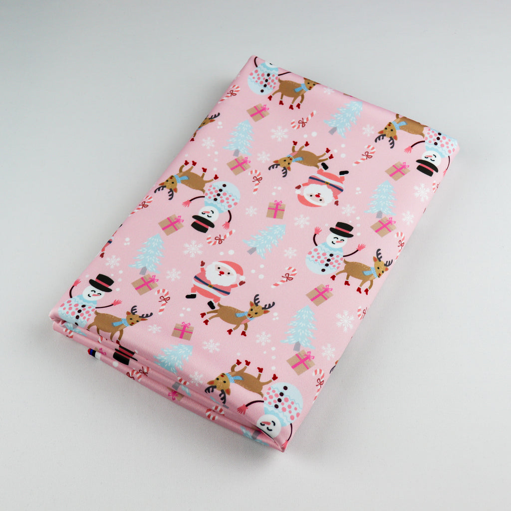 Pink Santa Parade Christmas Fabric