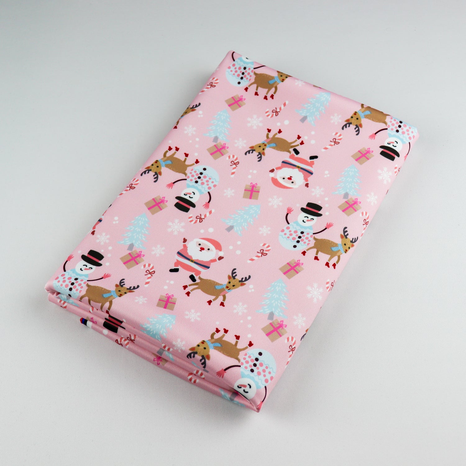 Pink Santa Parade Christmas Fabric