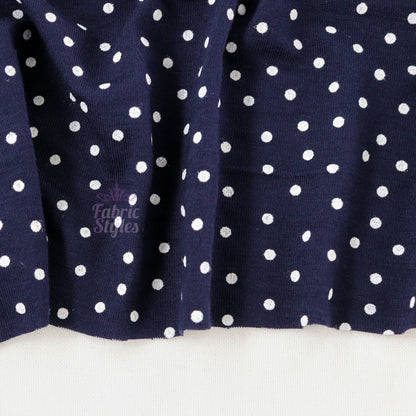 3mm Navy Polka Dot Viscose Elastane