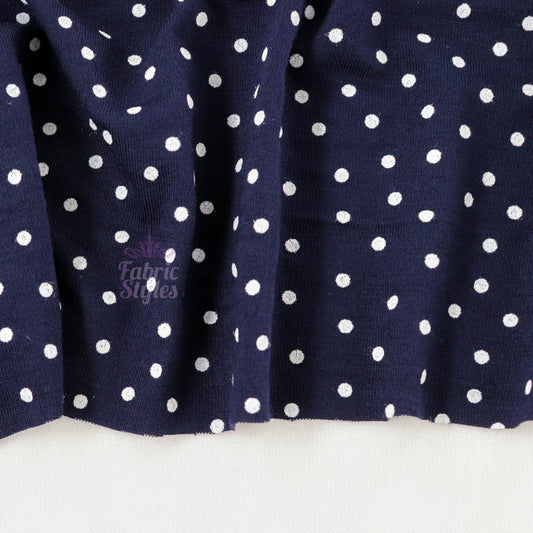 3mm Navy Polka Dot Viscose Elastane