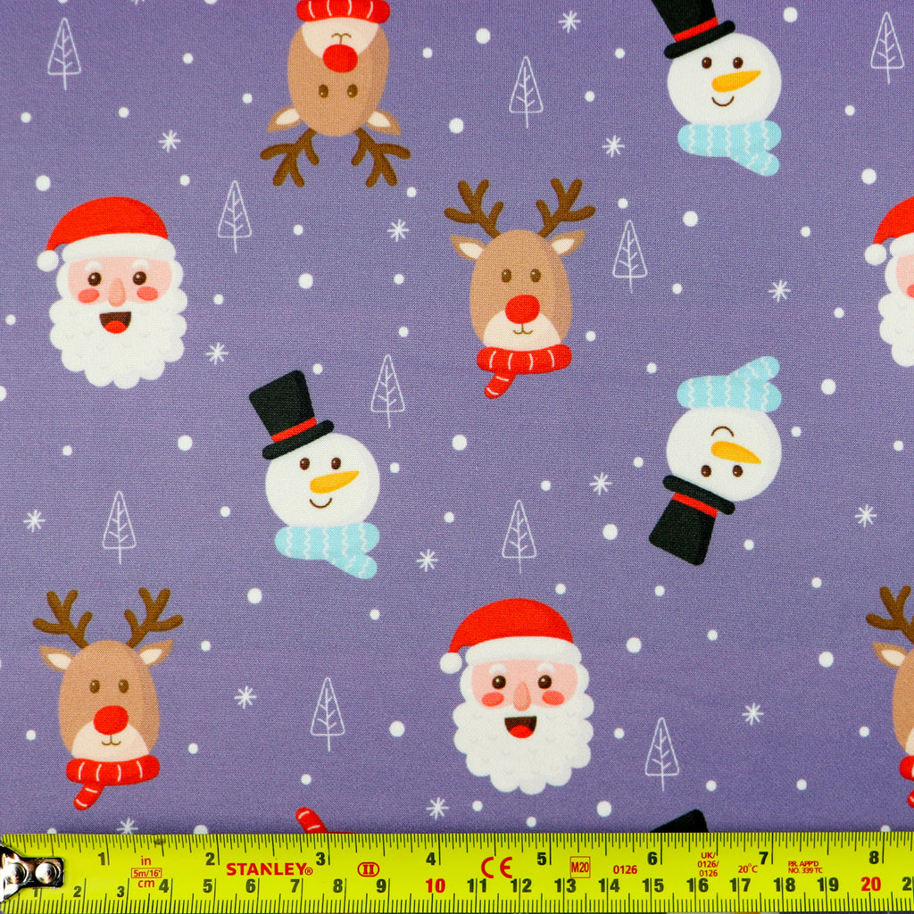 Purple Santa Parade Christmas Fabric