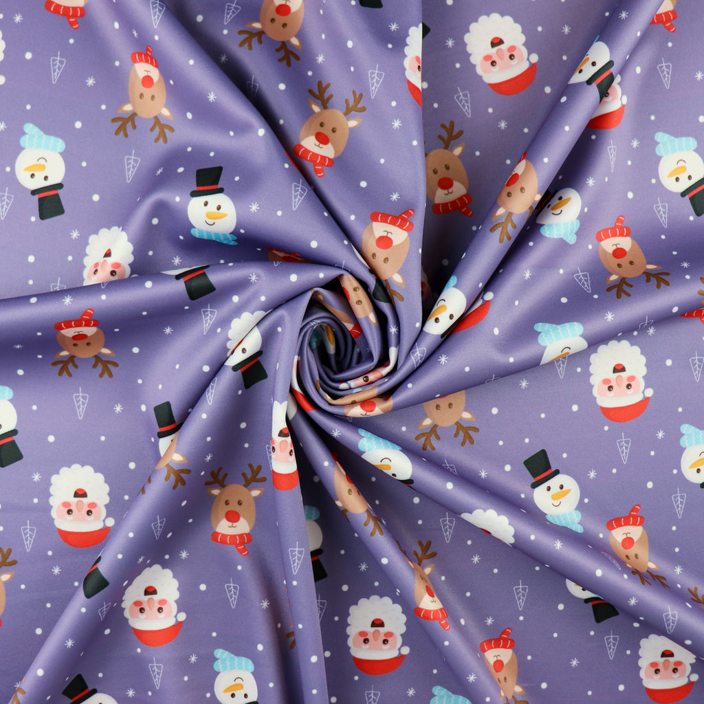 Purple Santa Parade Christmas Fabric
