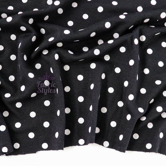 5mm Black and White Polka Dot Viscose Elastane